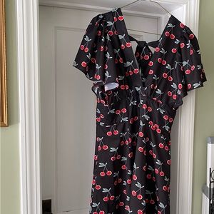 Unique Vintage | Black and Cherry Print dress